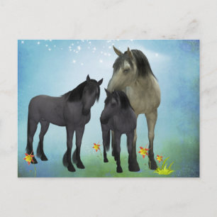 CARTE POSTALE FAMILLE DE CHEVAUX