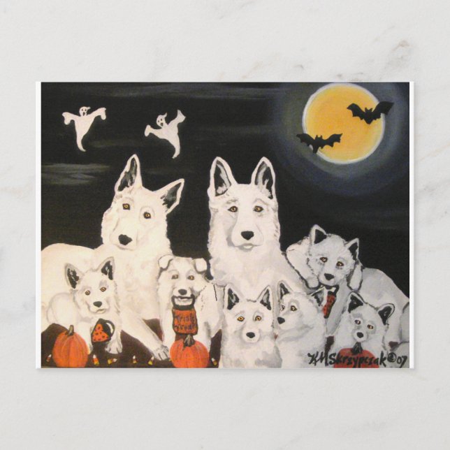 Carte Postale Famille de chiens d'Halloween (Devant)
