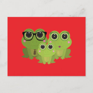 Carte Postale Famille de Grenouilles Mignonnes – Maman Papa Bébé
