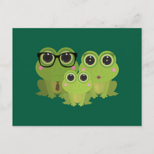 Carte Postale Famille de Grenouilles Mignonnes – Maman Papa Bébé