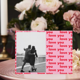 Carte Postale Famille de photos rouge et rose Joyeux Valentine