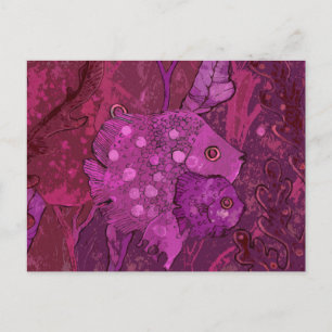 Carte Postale Famille de poissons, illustration d'animaux sous-m