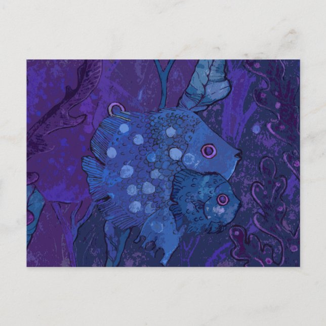 Carte Postale Famille de poissons, Océan sous-marin Animal Art M (Devant)