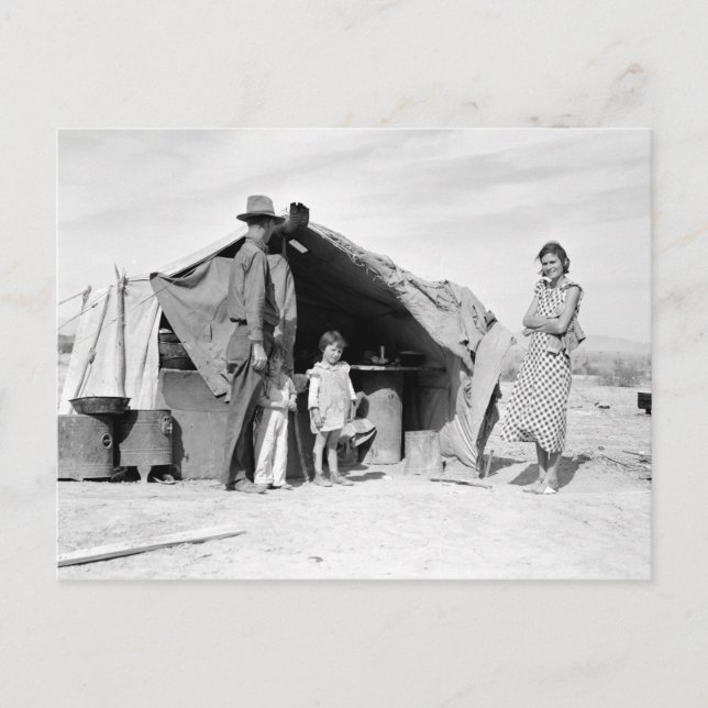 Carte Postale Famille de quatre à retourner en Oklahoma 1937 (Devant)