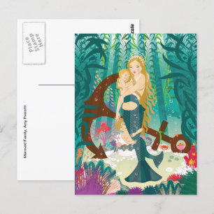 Carte postale Famille de sirènes (blondes noires)