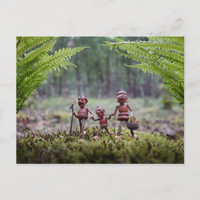 Carte Postale Famille d'elfes d'Acorn à pied (Devant)
