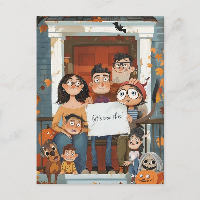 Carte Postale Famille déplaisant Halloween (Devant)