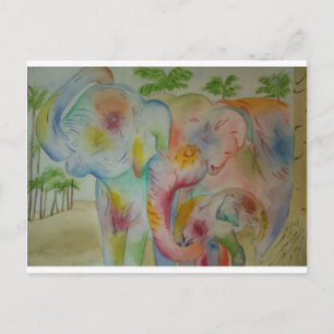 Carte Postale Famille des éléphants