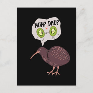 Carte Postale Famille d'oiseaux Kiwi Mignonne Humour Nouvelle-Zé
