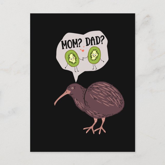 Carte Postale Famille d'oiseaux Kiwi Mignonne Humour Nouvelle-Zé (Devant)