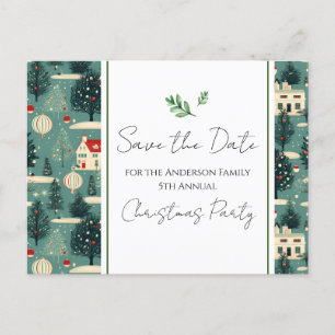 Carte Postale Famille Fête de Noël Retro Village Enregistrer la