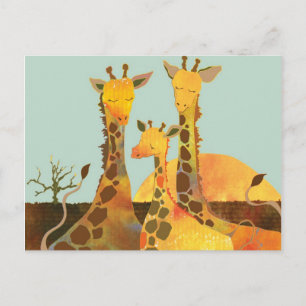 Carte Postale Famille Giraffe en Afrique