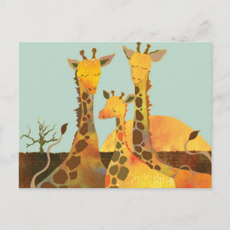Carte Postale Famille Giraffe en Afrique