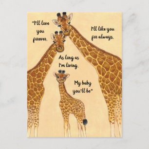 Carte Postale Famille Giraffe - Vous aimez pour toujours