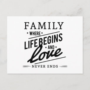 Carte Postale Famille : Là où la vie commence et où l'amour ne s