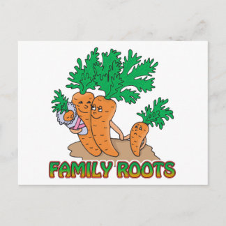 Carte Postale famille racines mignonne carotte dessin de famille
