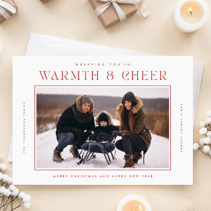 Carte Postale Famille Rouge moderne élégant Photo Noël