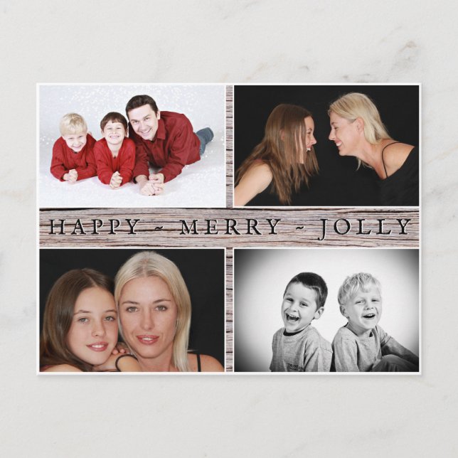 Carte Postale Famille rustique joyeuse et heureuse 4 Collage pho (Devant)