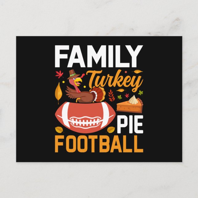 Carte Postale Famille Turquie tourte football Thankgiving (Devant)