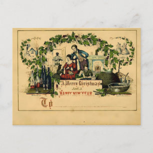 Carte Postale Famille Victorienne Noël & Bonne Année