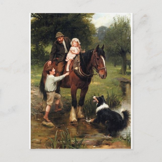 Carte Postale family children collie dog hor (Devant)