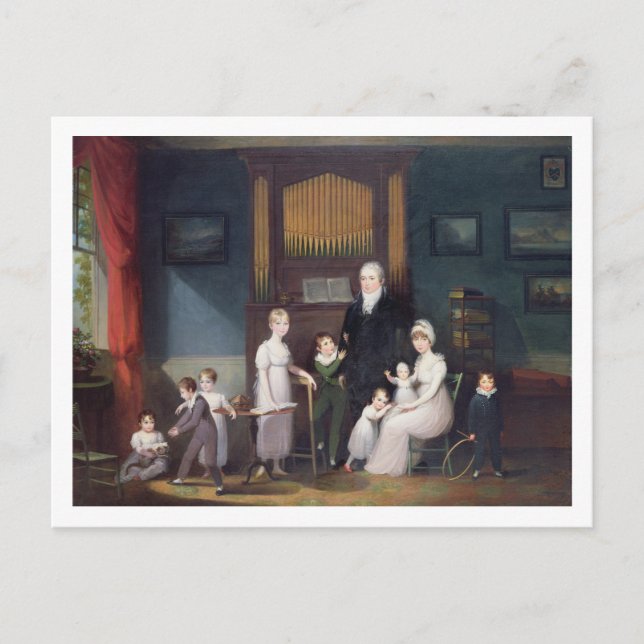 Carte Postale Family Group in interior, c.1800 (Devant)