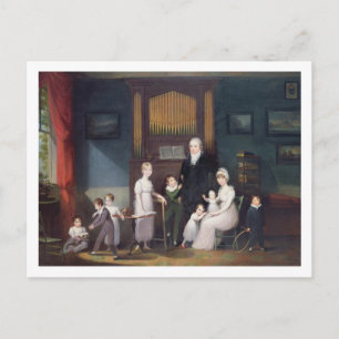 Carte Postale Family Group in interior, c.1800