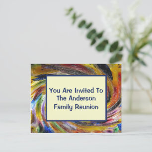 Carte Postale Family Reunion Tie Dye Swirled Événement Invitatio