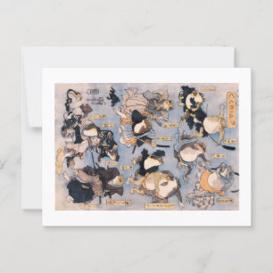 Carte Postale Famous Heroes of the Kabuki Stage Played by Frogs