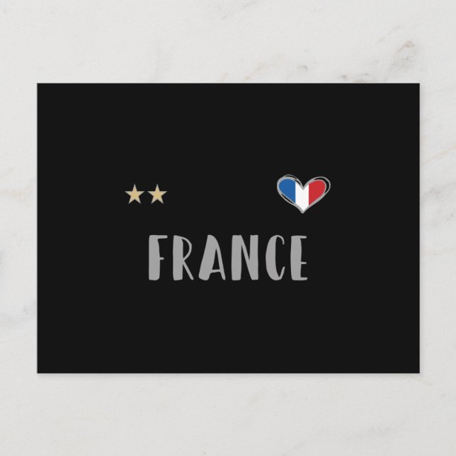 Carte Postale Fan de football France Chemise avec coeur (Devant)