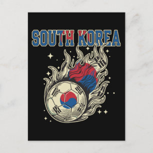 Carte Postale Fan de football sud-coréen avec ballon enflammé Fo