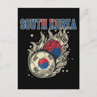 Carte Postale Fan de football sud-coréen avec ballon enflammé Fo