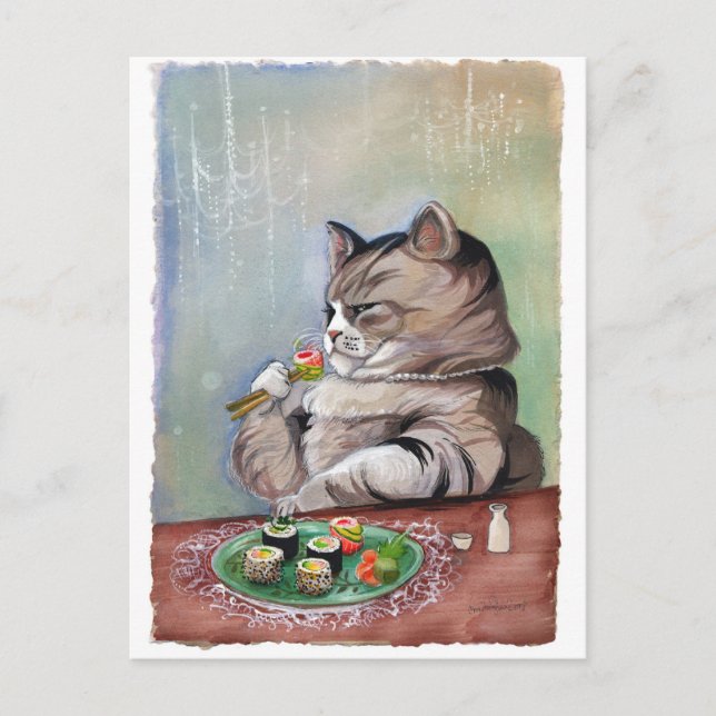 Carte Postale Fancy Feast de Sushi Cat (Devant)