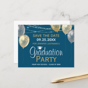 Carte Postale Fancy Graduation Party Enregistrer la date Invitat