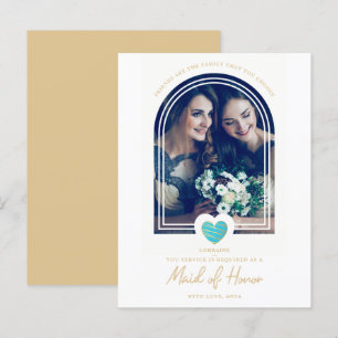 Carte Postale Fancy Maid of Honor Blue Heart Photo Proposition