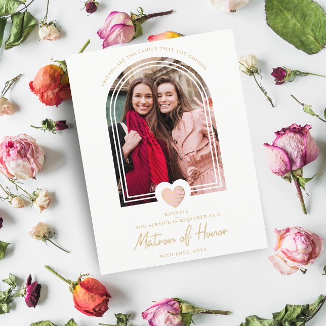 Carte Postale Fancy Matron of Honor Pink Heart Photo Proposition (Créateur téléchargé)