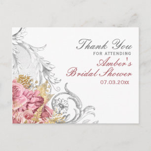 Carte Postale Fancy Pink Floral Mariage