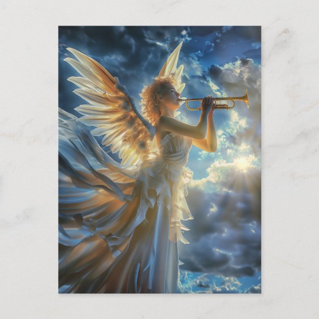 Carte Postale Fanfare céleste Angel Jouer Trumpet (Devant)