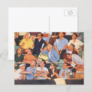 Carte Postale Fans de baseball vintage regardant un match