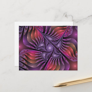 Carte Postale Fantaisie Abstraite Colorée Tripante Fractale Viol