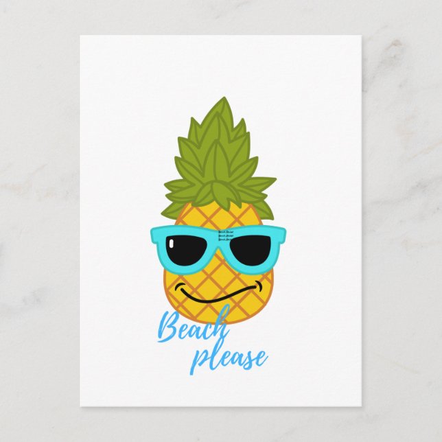 Carte Postale Fantaisie D'Ananas Avec Lunettes De Soleil Été (Devant)