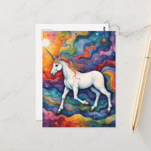 Carte Postale Fantaisie de licorne colorée magnifique