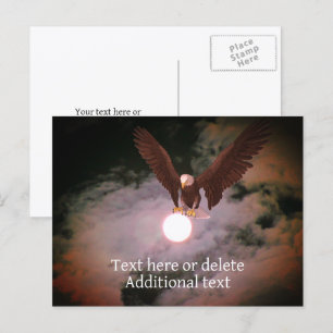 Carte Postale Fantaisie de lune pleine d'aigle chauve personnali