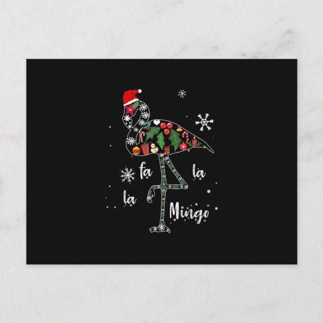Carte Postale Fantaisie Flamant rose Noël Noël Noël (Devant)
