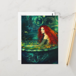 Carte Postale Fantaisie magnifiqueFemme aux cheveux roux dans un