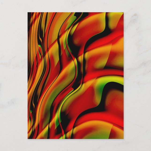 Carte Postale Fantasia À L'Art Fractal Rouge (Devant)