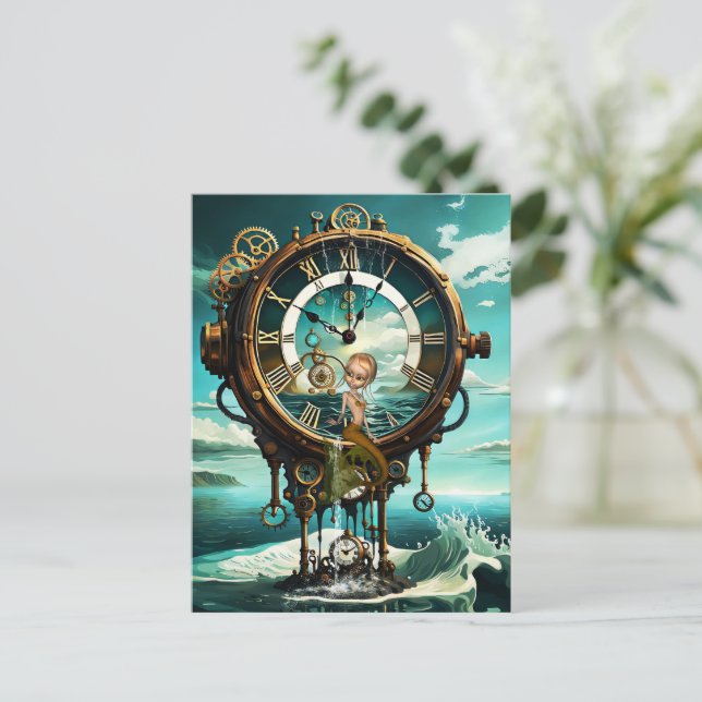 Carte Postale Fantastique horloge vapeur (Debout devant)