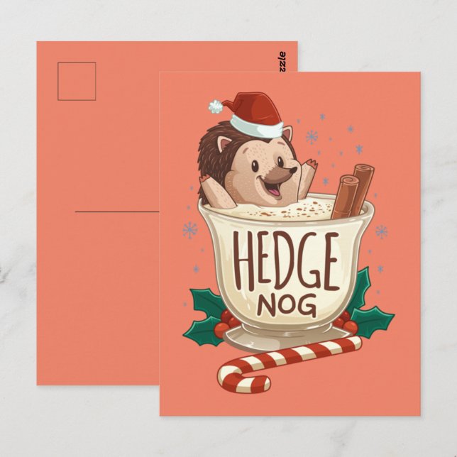 Carte Postale Fantastique Noël de Hérisson de couverture de Noël (Devant / Derrière)
