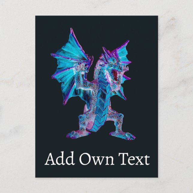 Carte Postale Fantasy Dragon de Feu Bleu  (Devant)