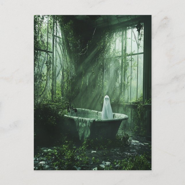 Carte Postale Fantôme dans la baignoire de la maison abandonnée (Devant)